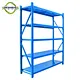 Heavy Duty Goods Shelf Manufacture Factory Powder Coated Metal Light Duty Warehouse Storage Rack Shelf Red White Orange Blue